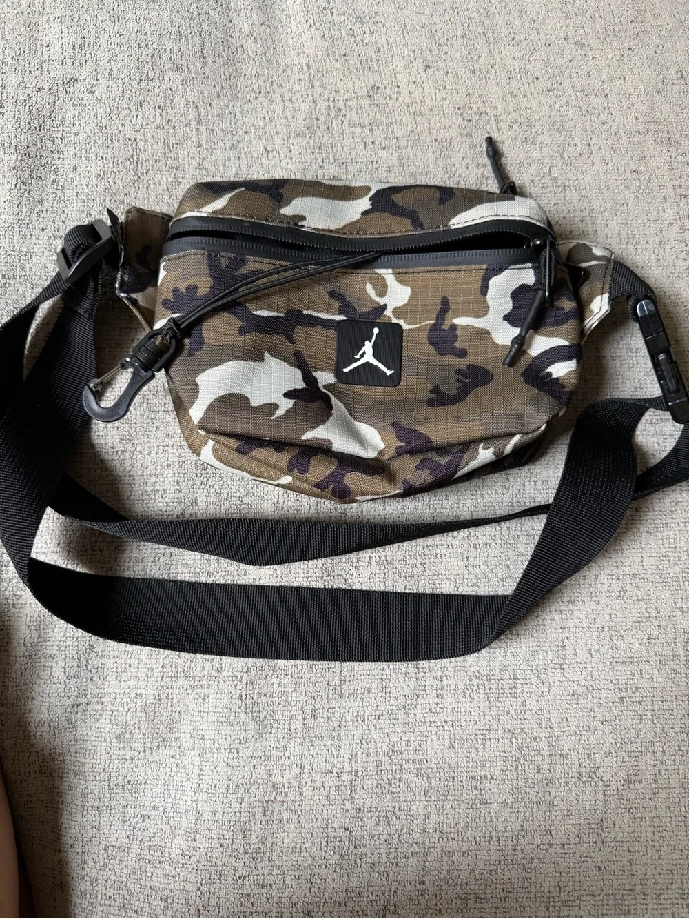Jordan Olive Camo Belt Bag with Black Strap